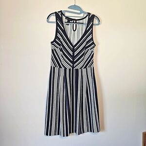 INC International Concepts Striped Sleeveless V Neck Dress Small